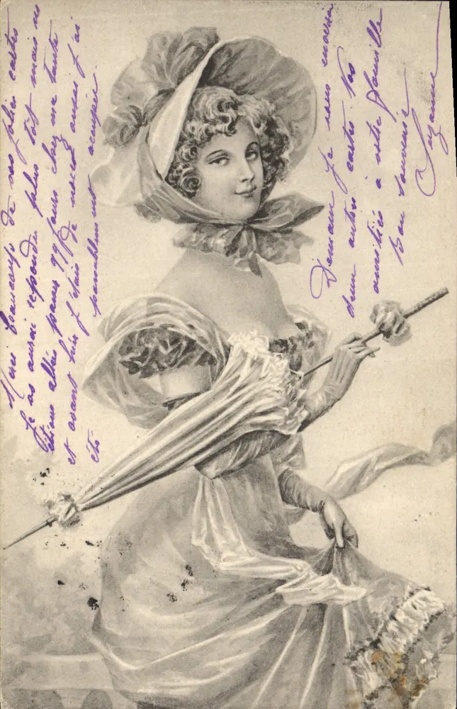 Frau mit Schirm — Verlag A.S. Serie b. — Avignon - Vorderseite