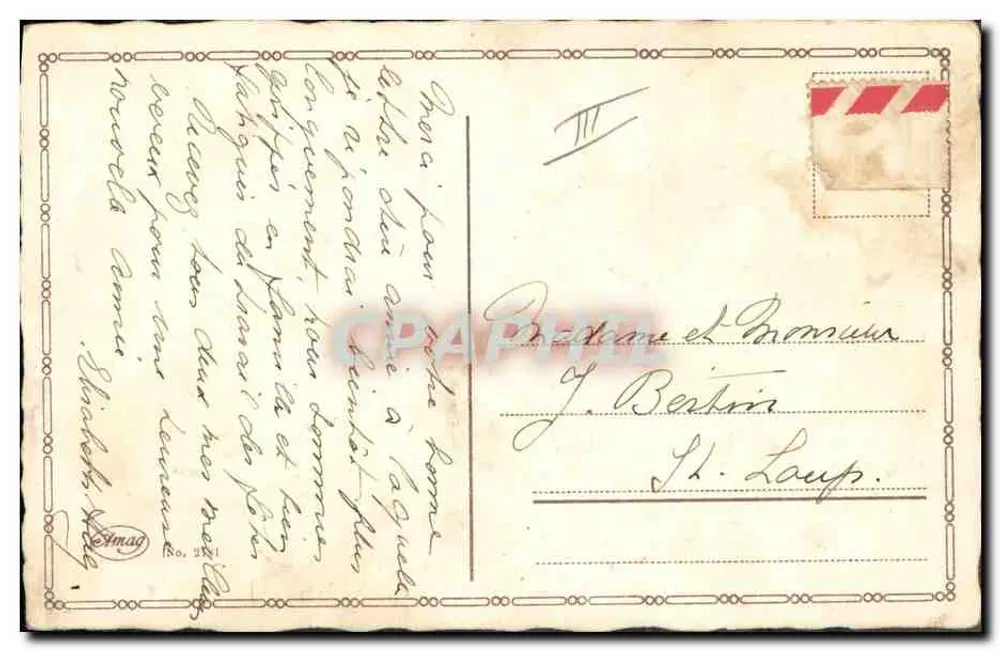 Kind mit Hund und Regenschirm — Frohe Neujahr — Verlag J. Bertrin, Nr. 2581 - Rückseite