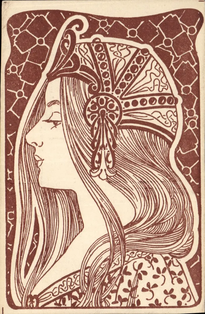 Frau im Profil — Art Nouveau-Stil — Broderie Illustrée, Nr. 30 - Vorderseite