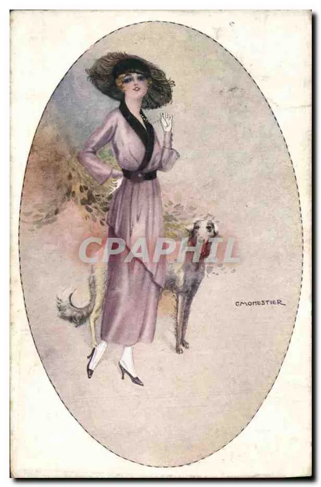 Mulher elegante com cachorro — ilustração — Camomestier - Frente