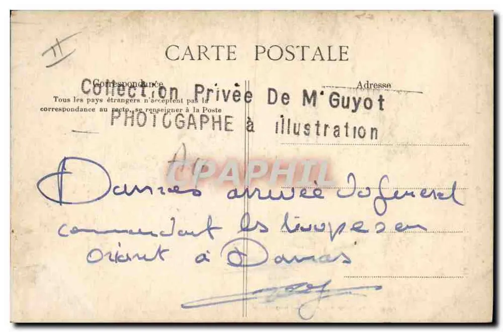 Soldados em veículo militar — Darras, Oriente — Fotografia de M. Guyot - Verso