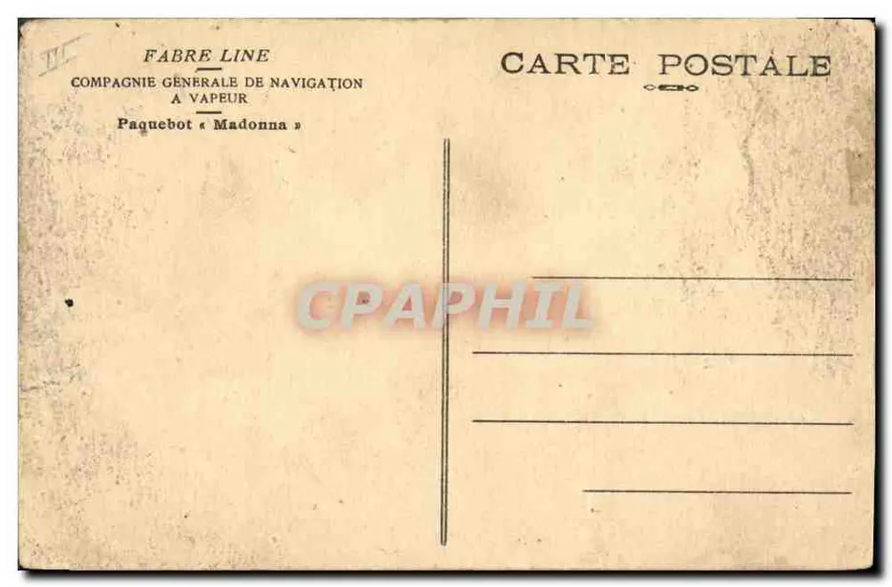Dampfschiff Madonna — Compagnie Générale de Navigation — Fabre Line - Rückseite