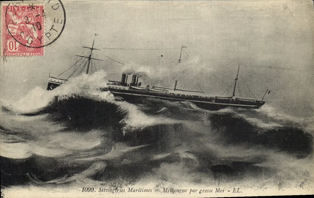 Melbourne por el mar — Messageries Maritimes — Editor E.L. n°1099 - Anverso