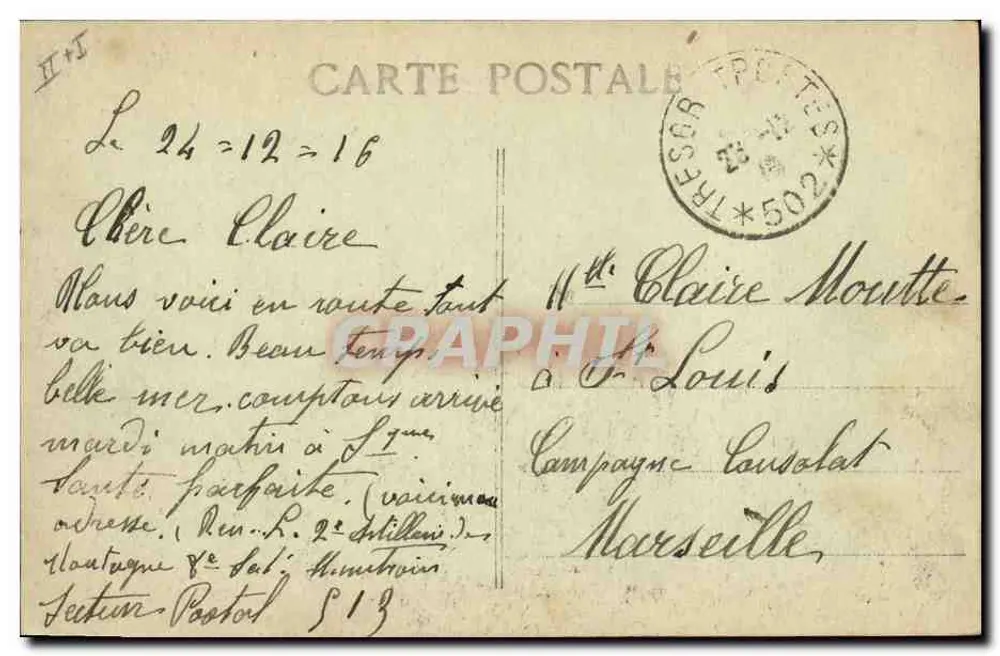 S.S. MUSTAPHA II — Hilfskreuzer der ersten Klasse im Krieg 1914-1917 — unbekannter Verlag - Rückseite