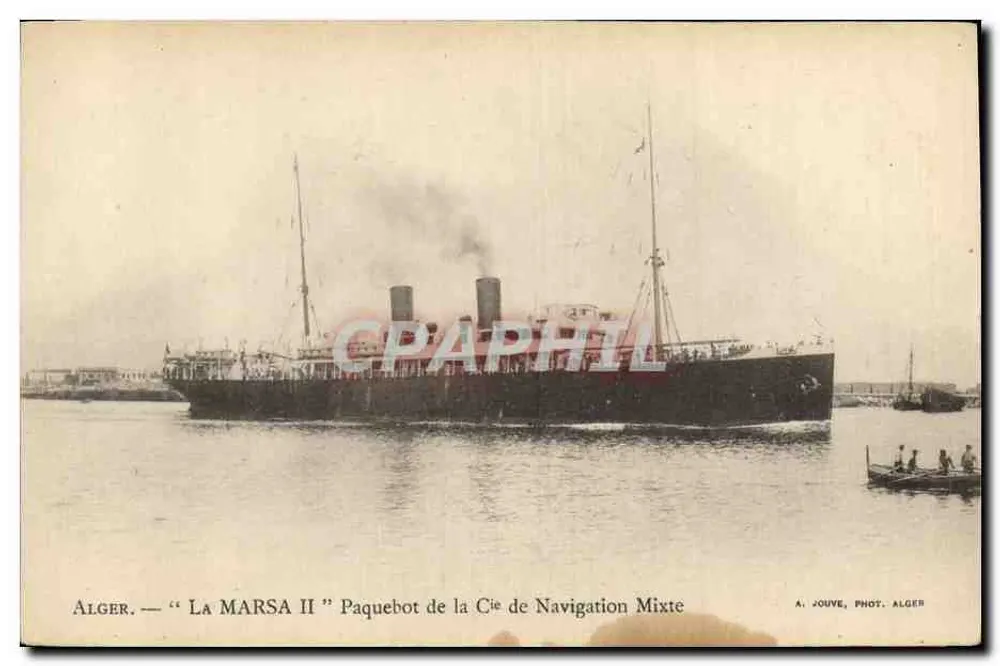 Alger — 'La Marsa II' Dampfer der Mixed Navigation Company — A. Jouve, Fotografie Alger - Vorderseite