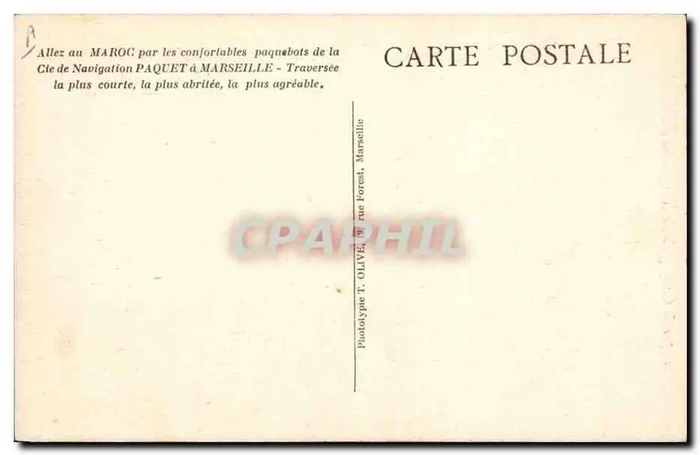 Maréchal Lyautey — Post aus Marokko — Anlegen am Kai von Casablanca — Geschenkt von Compagnie de Navigation Paquet - Rückseite