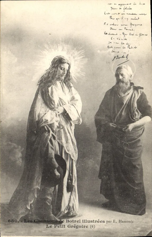 Jesús y san Gregorio — Las Canciones de Botrel ilustradas por E. Hamonic (6) — n° 680 - Anverso