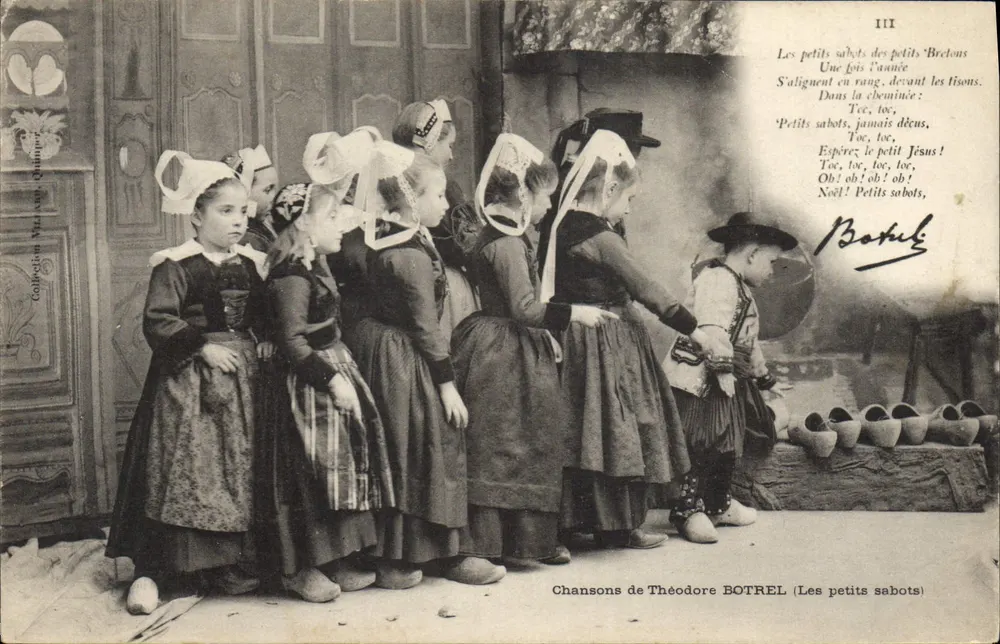 Os pequenos sapatos dos Bretões — Canções de Théodore BOTREL — editor: Coleção MILLARD, Quimper - Frente