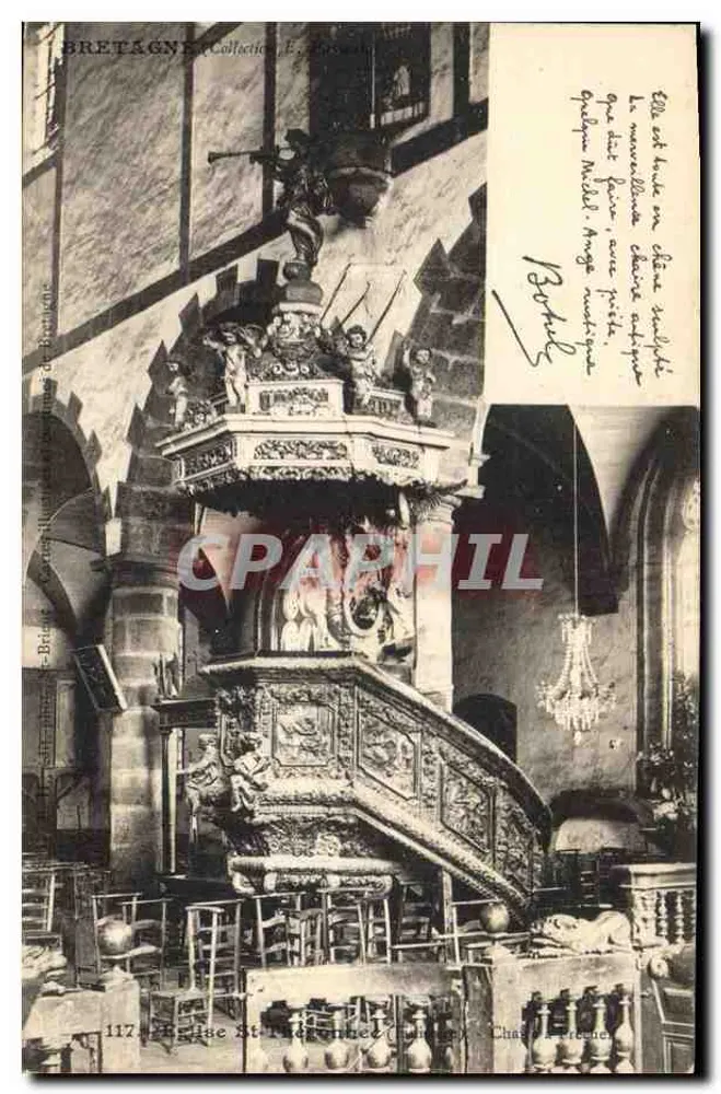 Púlpito decorado na igreja Saint-Étienne — Bretanha — Coleção E. Bruneau, n°117 - Frente