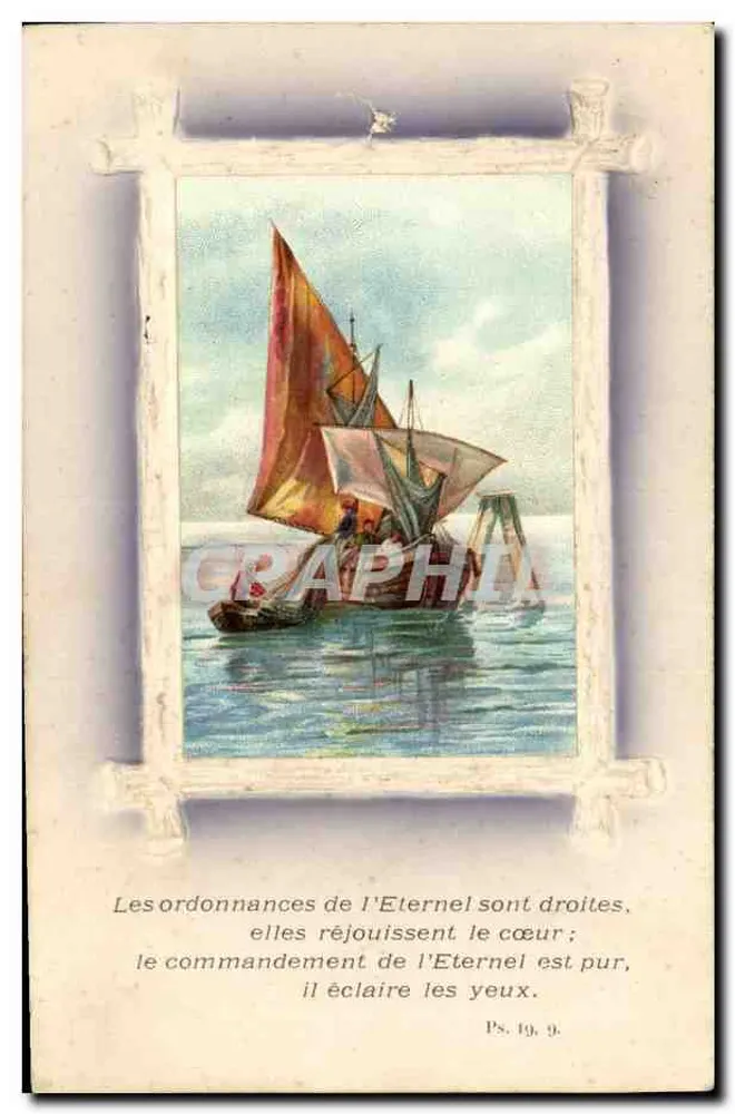 Veleiro sobre o mar — versículo bíblico — editor Graphique - Frente
