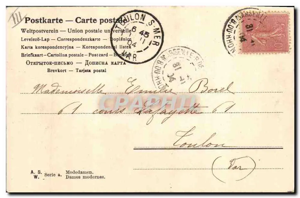 Moderne Dame — Serie A — Verlag A.S. Modedamen - Rückseite