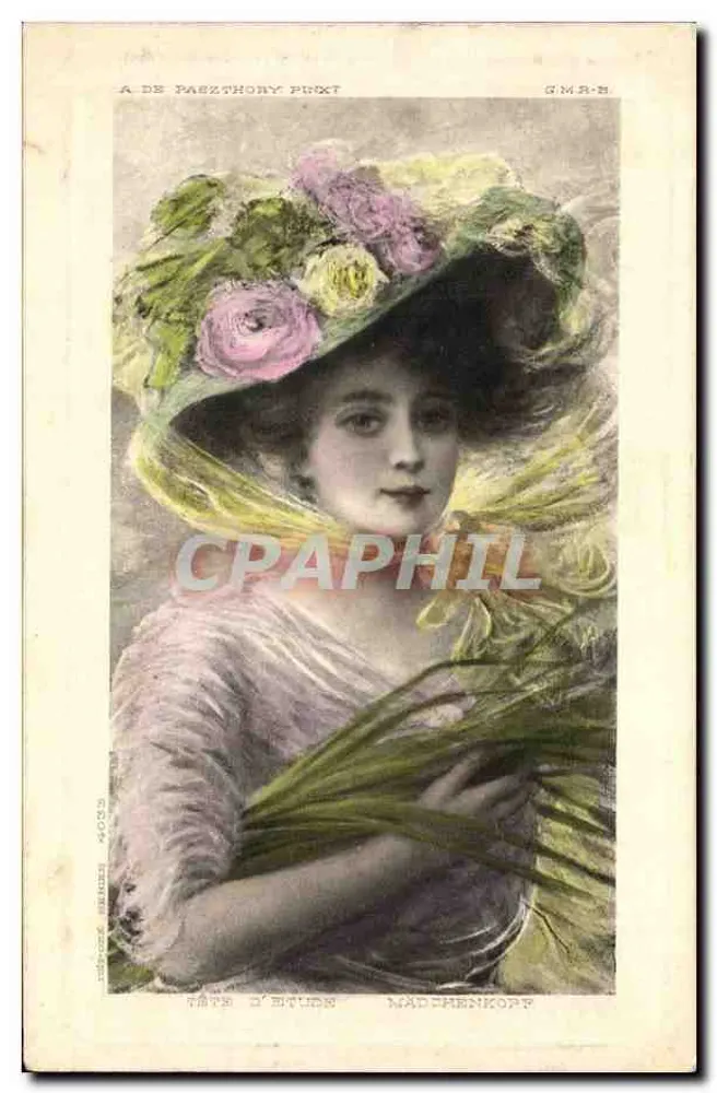 Junge Frau mit blühendem Hut — A. de Paszthory Pixxt, G.M.R.-S. - Vorderseite