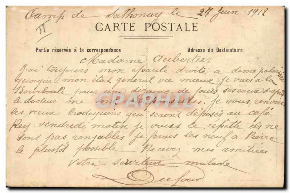 J. Hosay, Champion du Monde des Marcheurs — portrait en tenue de sport avec sash, éditeur non visible, n° de série non lisible - Verso