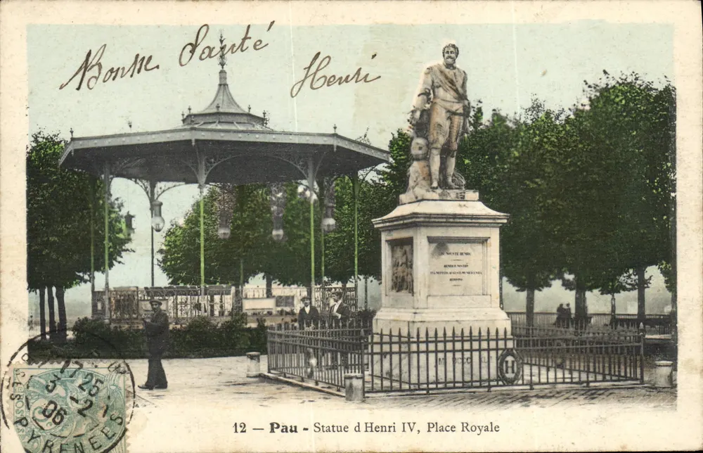 Pau - Estátua de Henri IV, Praça Real — editor desconhecido, n° de série 12 - Frente