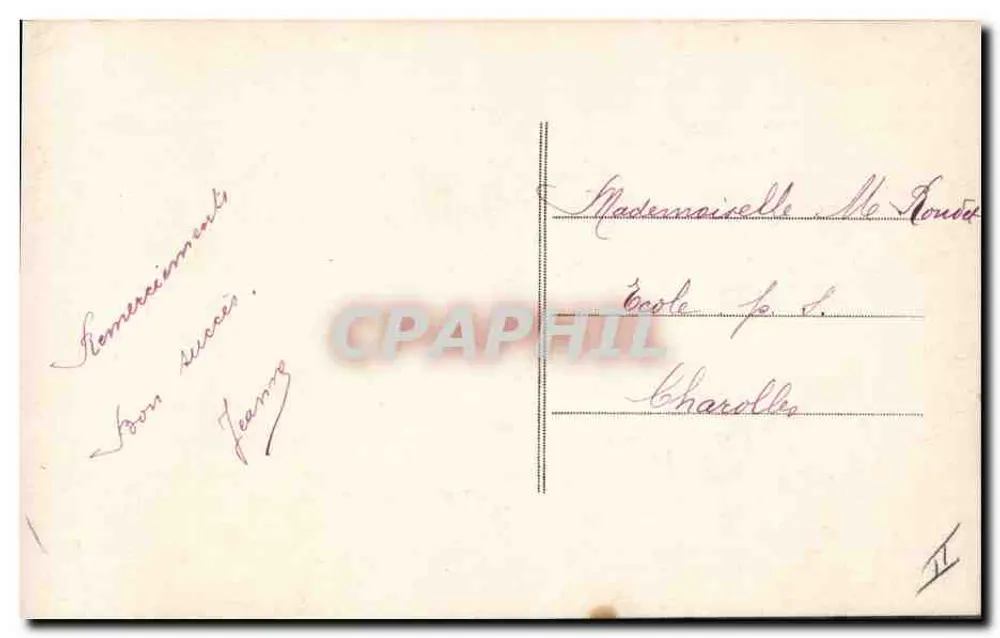 Joven mujer en vestido rosa y sombrero negro — con perro — editor anónimo, n° 393 - Reverso