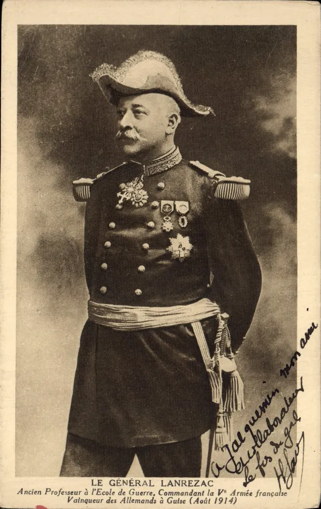O Geral Lanrezac — Antigo Professor na Escola de Guerra, Comandante da 5ª Exército Francês, Vencedor dos Alemães em Guise (Agosto 1914) — Editor não identificado - Frente