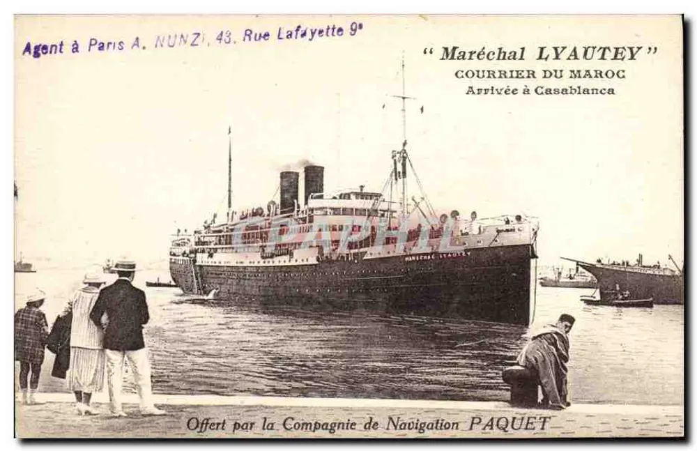 Ankunft des Dampfers "Maréchal Lyautey" in Casablanca — Compagnie de Navigation Paquet - Vorderseite