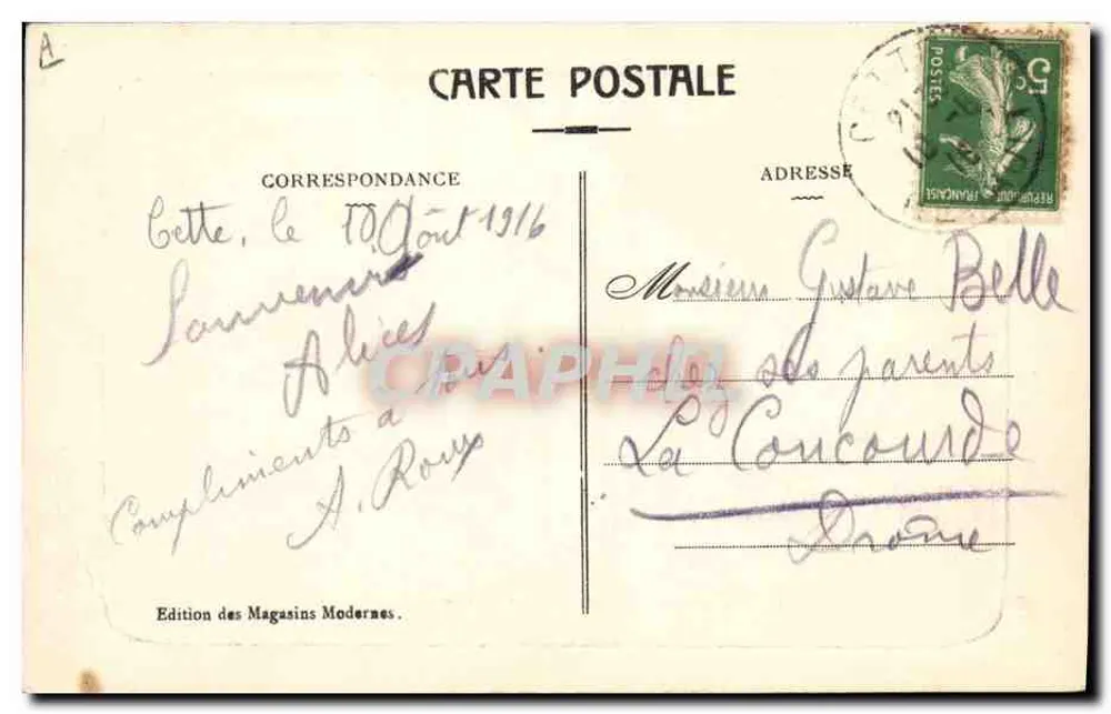 CETTE — « La Marsa », Correio rápido de Alger - Verso