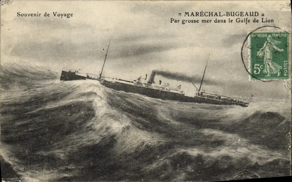 Der « MARÉCHAL-BUGEAUD » — durch stürmische See im Golf von Lyon — H. Girimaud et C. Marseille - Vorderseite