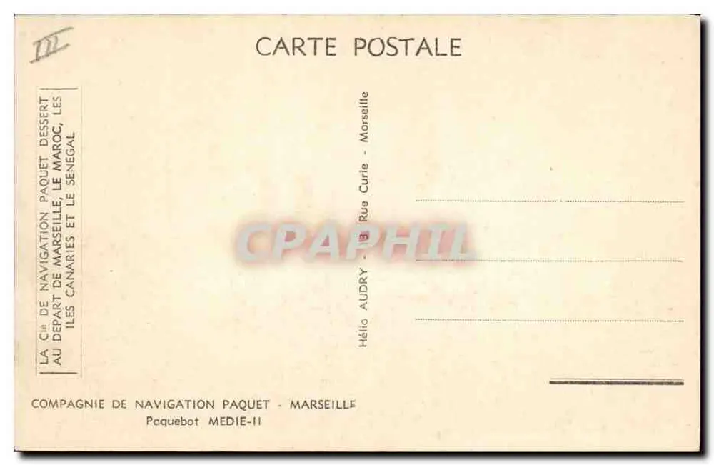 Dampfschiff MEDIE-II — Compagnie de Navigation Paquet — Marseille - Rückseite