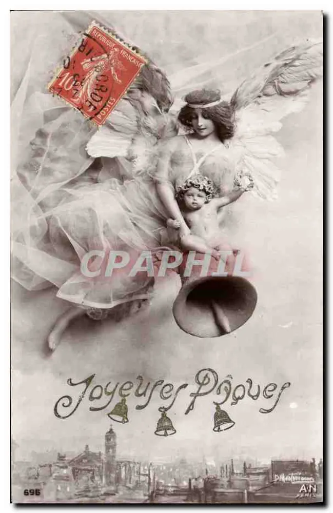 Ángel y niño — Felices Pascuas — AN JAHN - Anverso