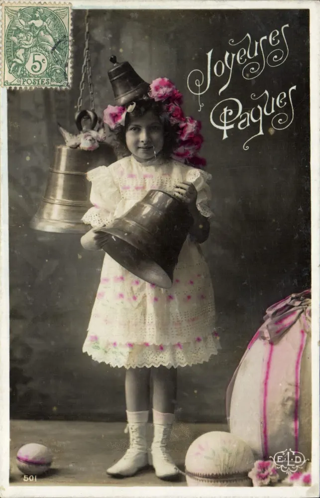 Menina com sinos — Feliz Páscoa — E.L.D. n°501 - Frente