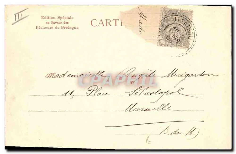 Trois pêcheurs bretons — scène de rue — éditée par Raphael Tuck & Fils, Paris, n° 358 - Verso