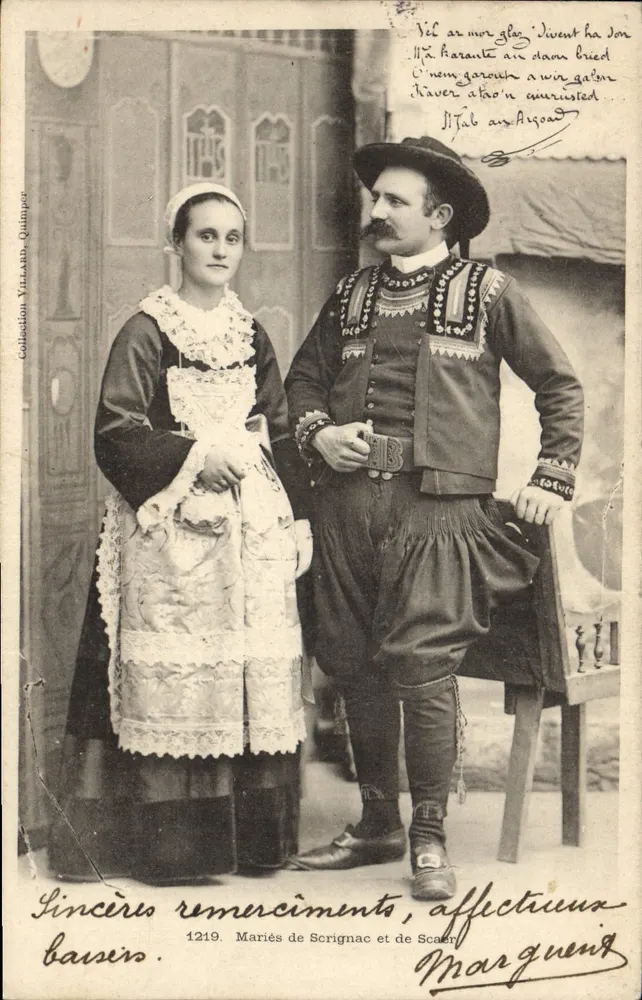 Casal vestindo traje tradicional — Série 1219 — Editor: Mariés de Scrignac et de Scaër - Frente