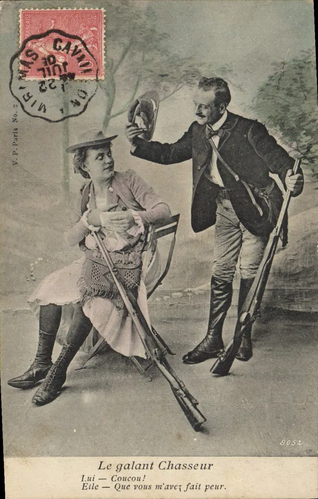 Der galante Jäger — humoristische Szene — V.P. Paris Nr. 2 - Vorderseite