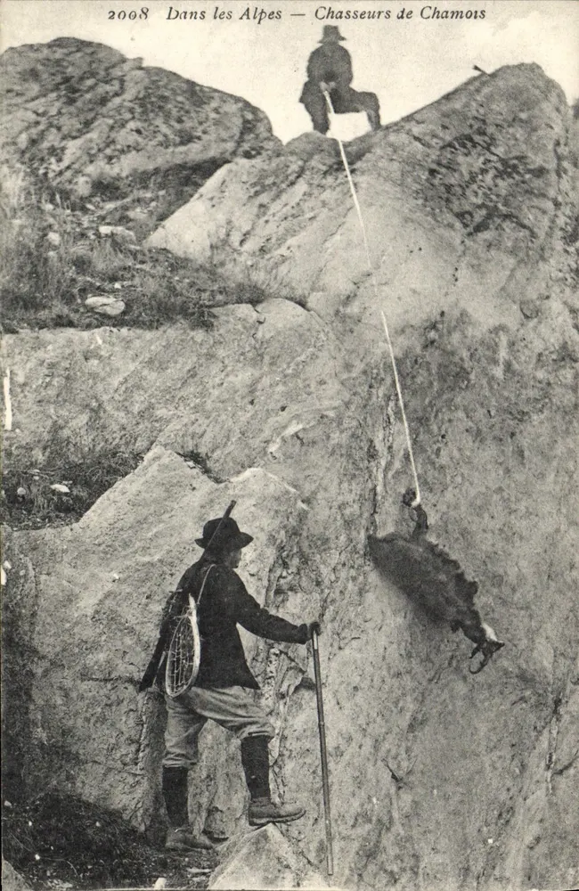 In den Alpen — Schneehasenjäger — E. Reynaud Imp-Edil Chambery - Vorderseite