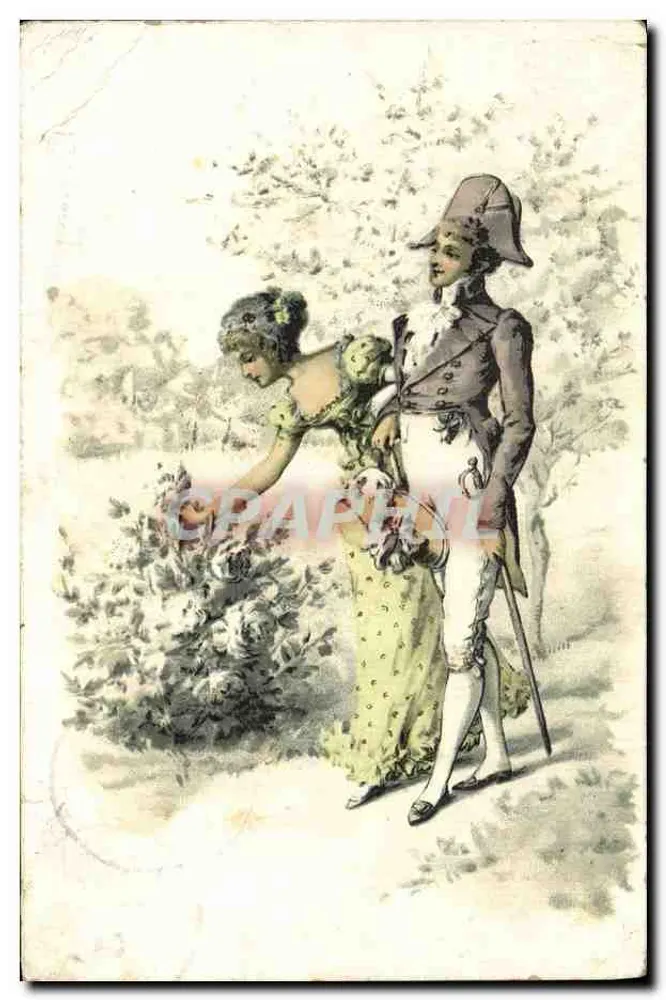 Junge Frau und Soldat in Uniform der Zeit — Garten-Szene — anonymer Verlag - Vorderseite