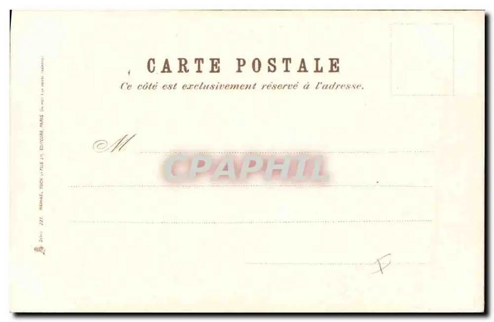 Junge Frau in einem umschlagenen Kleid, das Wasser gießt — Verlag Admael, Toin & Fils, Paris - Rückseite