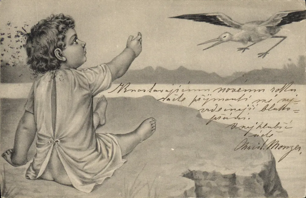 Kind am Strand, das einem Vogel zusieht — Verlag Morane, Serie 109 - Vorderseite