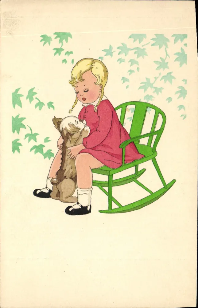 Blonde Mädchen mit einem Hund in einem Schaukelstuhl — Illustration — ARS NOVA, n° 30 - Vorderseite