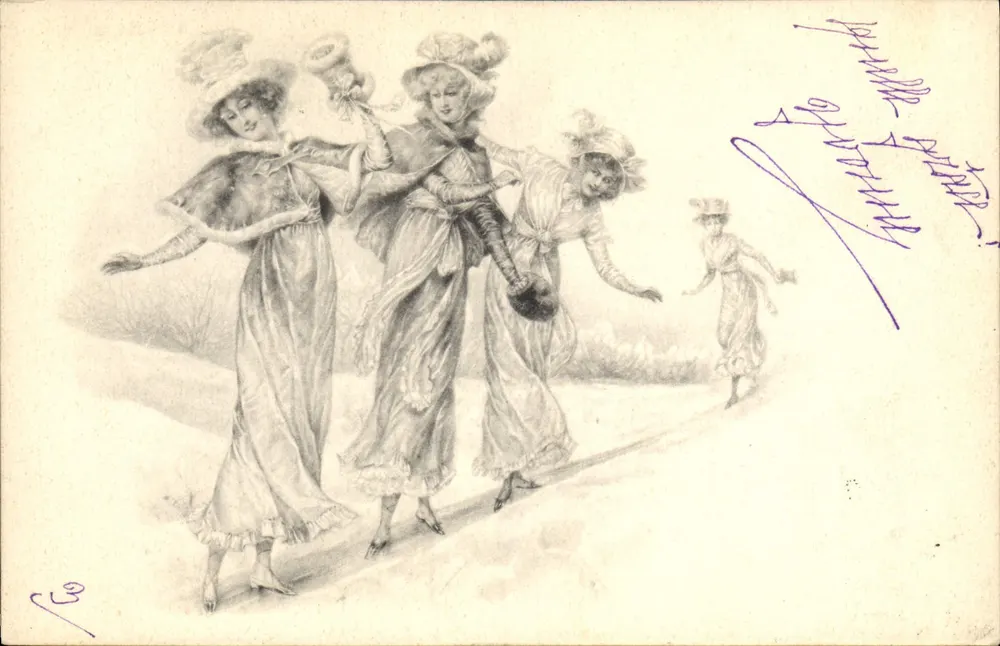 Frauen in langen Kleidern und Hüten — Illustration — M. M. Vienne, n° 30 - Vorderseite