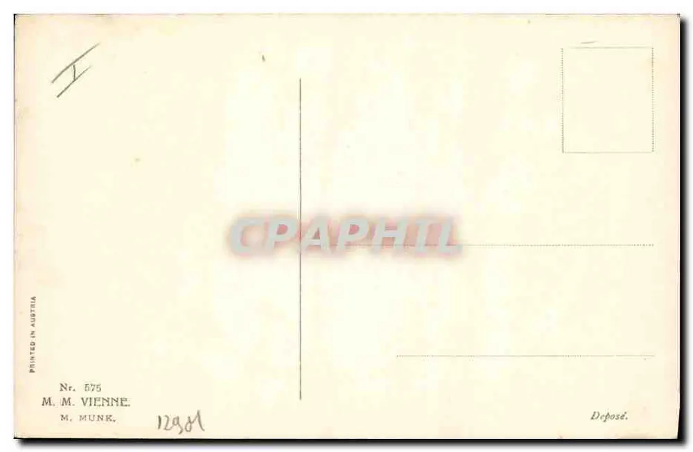 Kind mit Engeln und Vögeln — Ostern — M. M. Munk, Wien, Nr. 575 - Rückseite