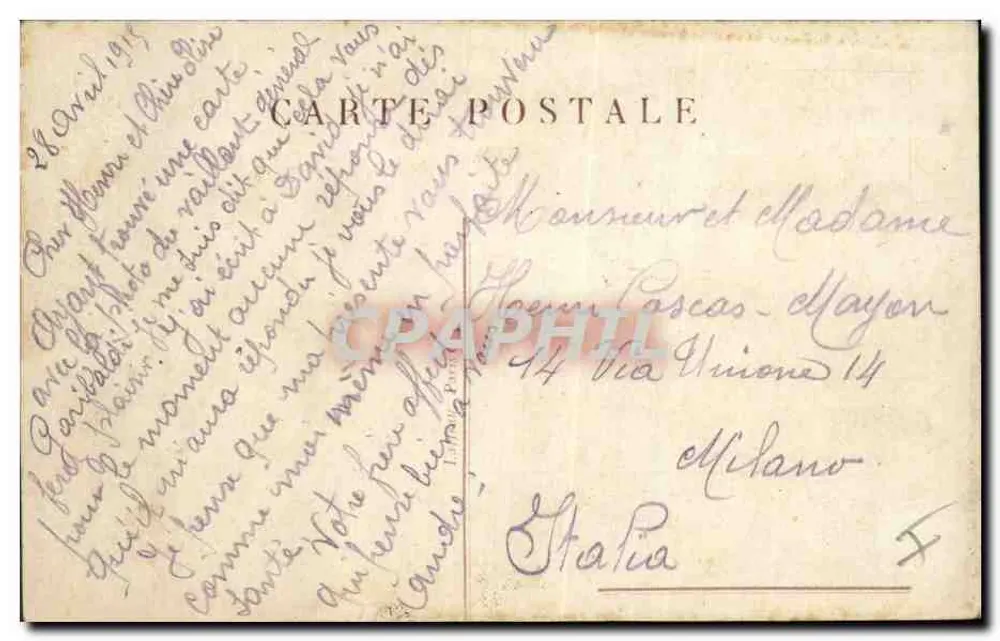 Coronel Peppino Garibaldi — Pela França imortal! — Je G. - Verso