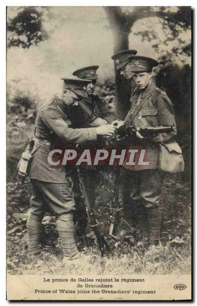 Der Prinz von Wales tritt dem Grenadiere Regiment bei — militärische Szene im Freien — Verlag B.D. n° 184 - Vorderseite
