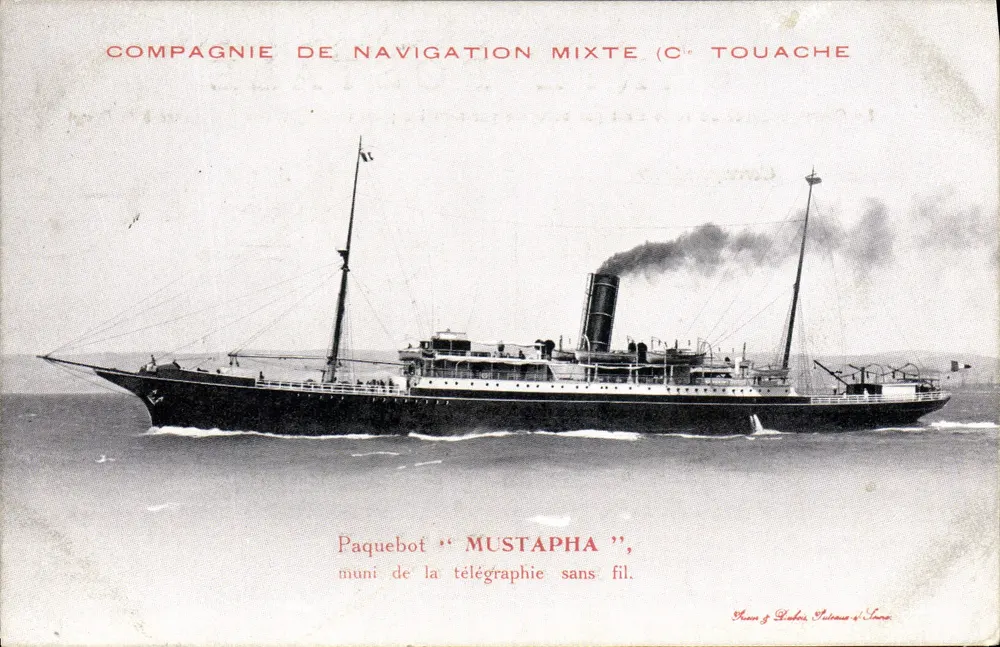 Dampfschiff "Mustapha" — Gemischte Schifffahrts-Gesellschaft (C° Touache) — Verlag: A. & L. G. P. S. in Tanger - Vorderseite