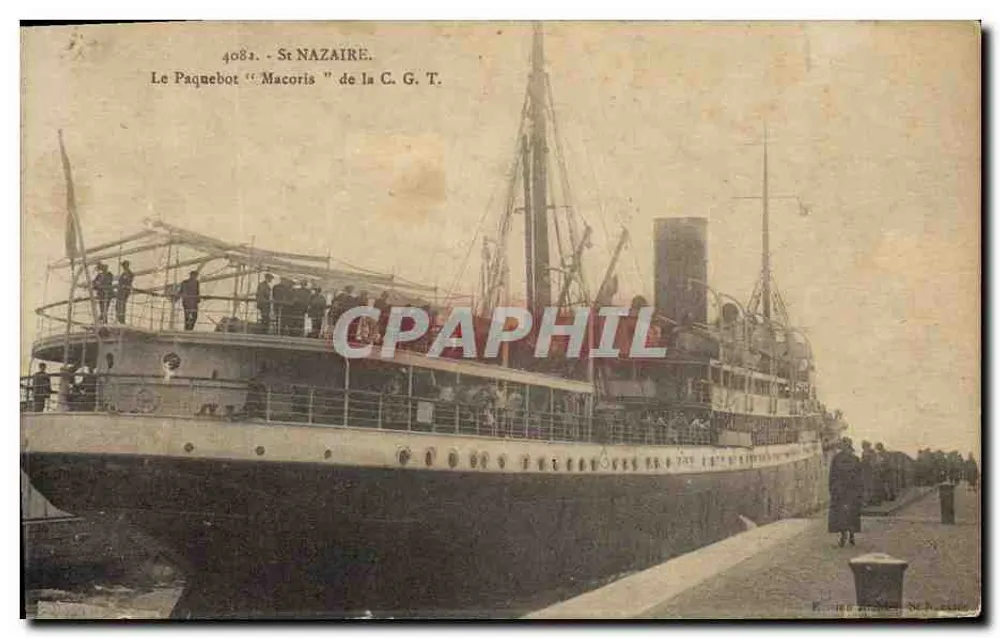 St Nazaire — Ansicht des Dampfers "Macoris" der C.G.T. — Verlag: E. Léon, St Nazaire, Nr. 4084 - Vorderseite