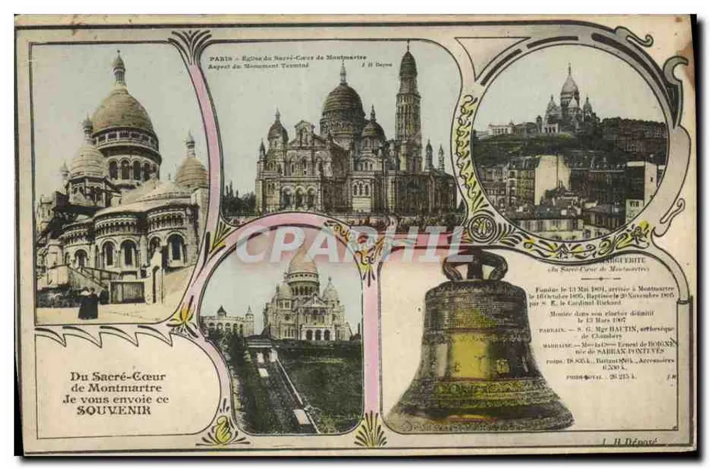 Paris - Kirche des Heiligen Herzens von Montmartre — Ansicht des fertiggestellten Denkmals — J. H. Bayon — Nr. 215 - Vorderseite