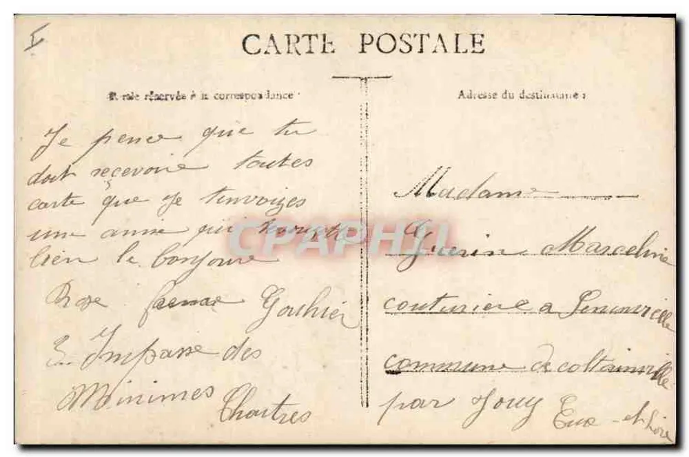 Frau mit Blumenstrauß — unter einer mit 'Heureuses Pâques' verzierten Glocke — Verlag Pauline, n° 538 - Rückseite