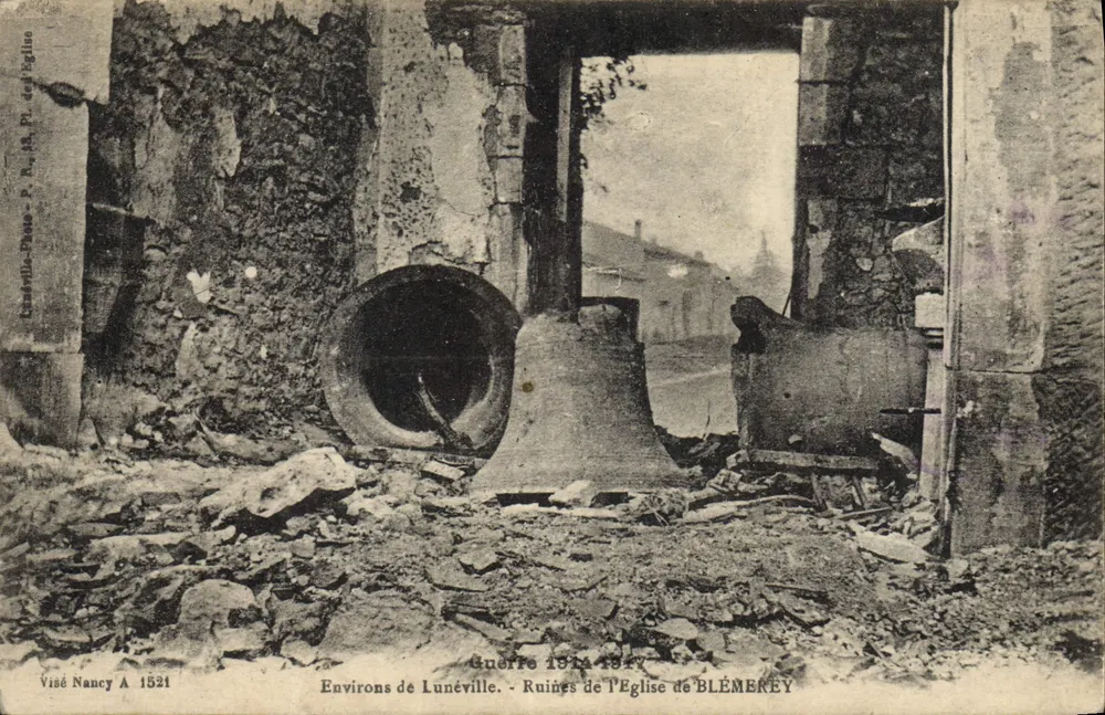 Ruinen der Kirche von Blémérey — Umgebung von Lunéville — Krieg 1914-1917 - Vorderseite