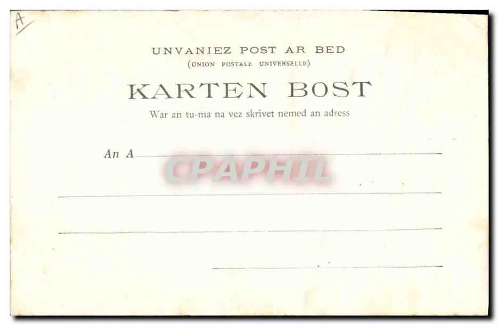 Bretaña — Paisaje pastoral con pastor y perro — Colección E. Hamonic, n° 329, Las Canciones de Botrel ilustradas « La Canción del Pâtour - 4 » - Reverso