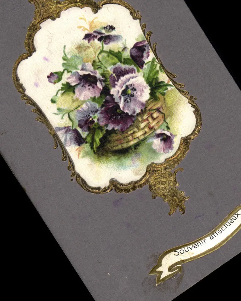 Bouquet de flores em um cesto — Lembrança afetuosa — Carta postal alemã - Frente