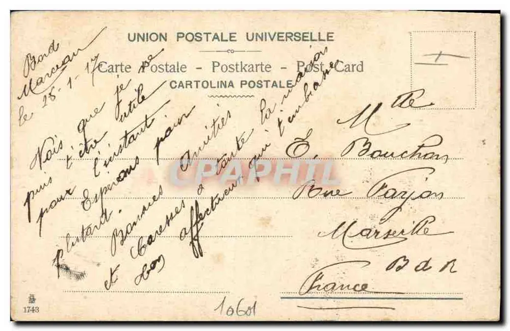 Le sourire de la foronde — éditeur Union Postale Universelle, n° 1743 - Verso