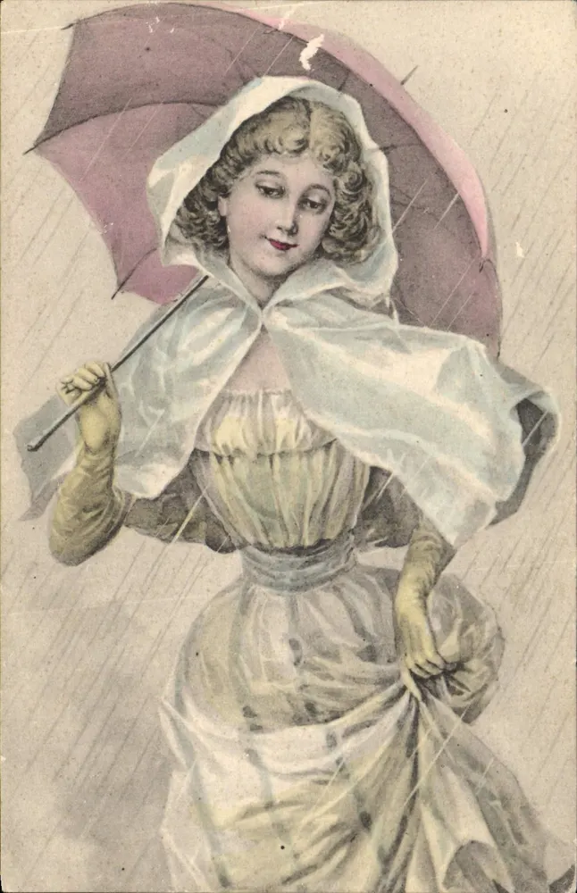 Frau mit Schirm — Regen — A.S. W. Serie b. Mit dem Schirm. Le parasol. - Vorderseite