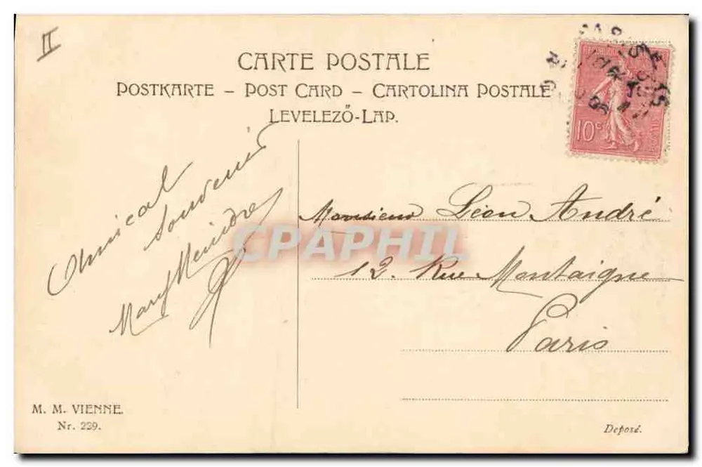 Junge Frau in Pelz — Efeu-Verzierung — Verleger M. M. Vienne, n° 229 - Rückseite