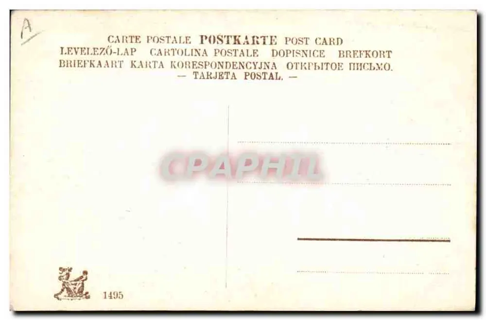 Junge Frau in weißem Kleid und geschmücktem Hut — Nr. 1495 - Rückseite