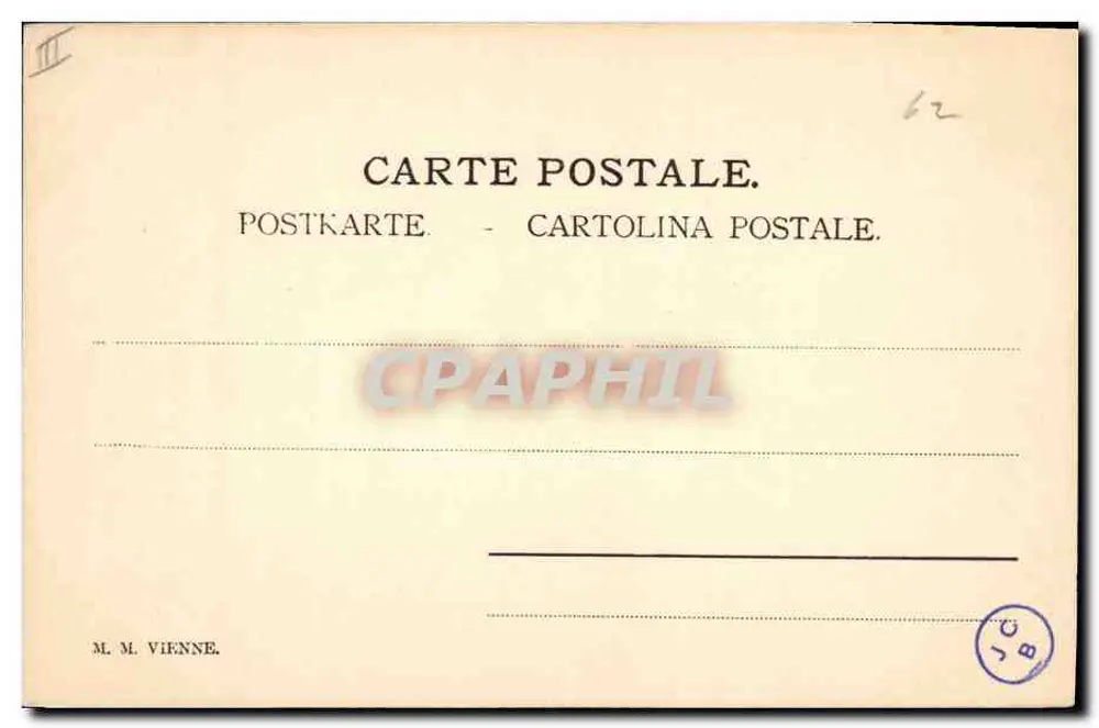 Junge Frau mit violettem Hut — Portrait — M. M. Vienne, n° 62 - Rückseite